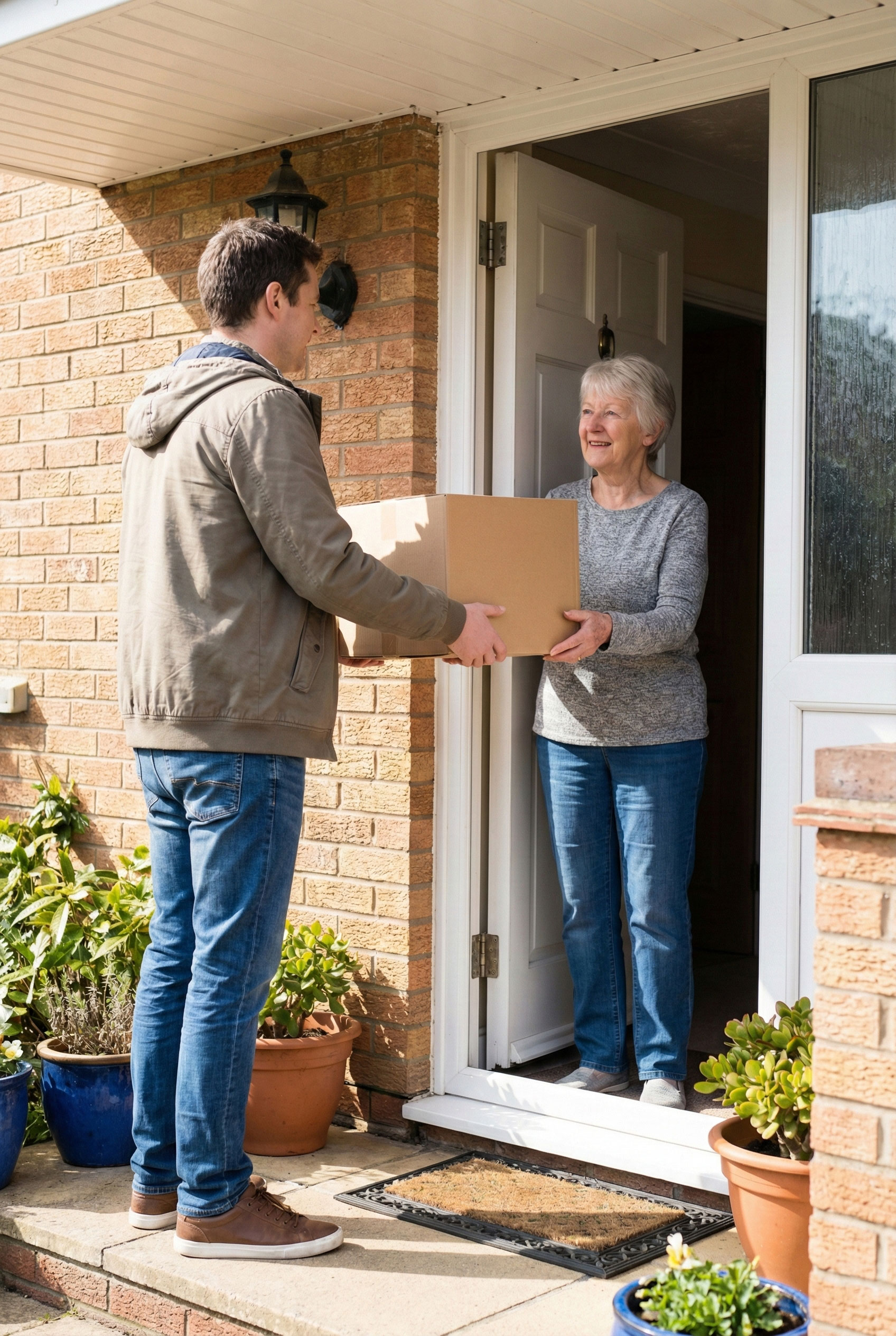 Bote bringt Pflegehilfsmittelpaket